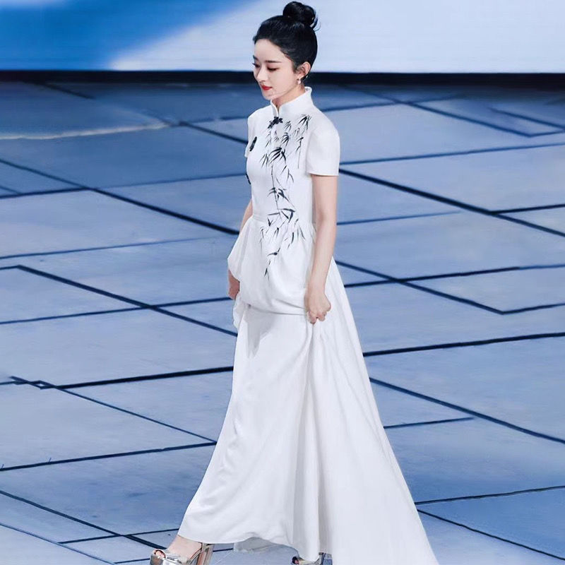大合唱服演出服女长裙新款大气合唱团服装表演唱红歌显瘦礼服裙|undefined
