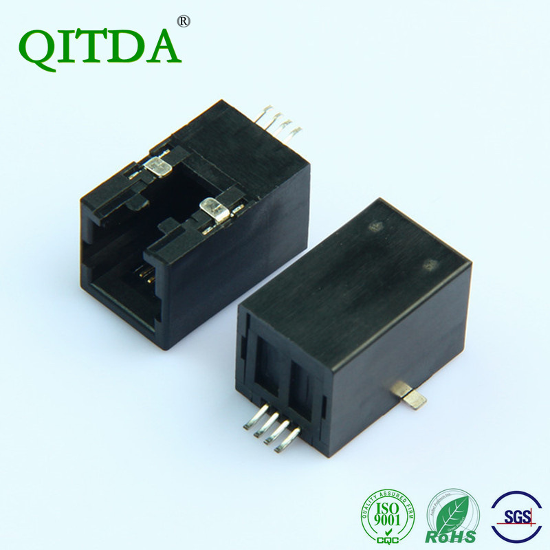 Rj11 Telephone Interface Rj1214 Ultra-Thin 4P4C Network Connector Female Full Plastic Patch Seat Voice Interface