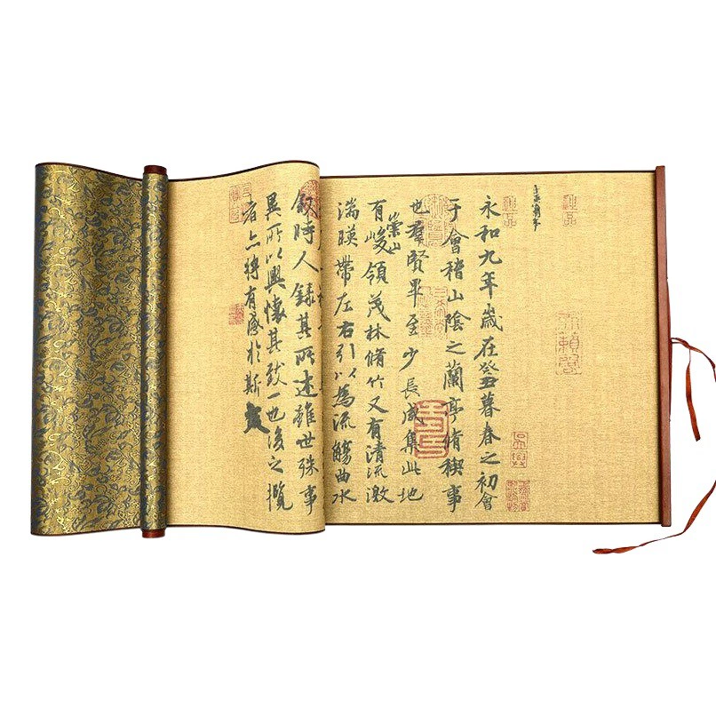 Каждый день практика Lanting Предисловие Трассировка Красной воды ткань для письма 1,4 метра каллиграфия кисть копирование парчи имитация воды свиток для письма