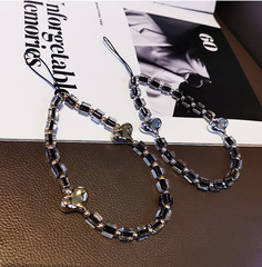 Short Phone Chain with Crystal Square Beads, Chain Pendant for Women - High-end, Ins Style, Unique and Creative