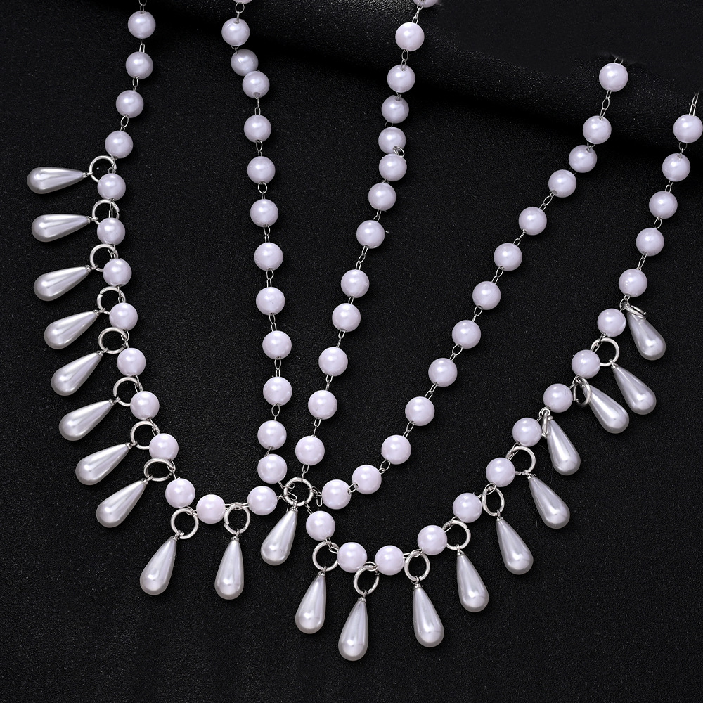 Europa y los Estados Unidos de la novia gota de agua perla cadena de cabello exótica ventana perilla chaîne de cabello accesorios de moda mujer cadena de cabello