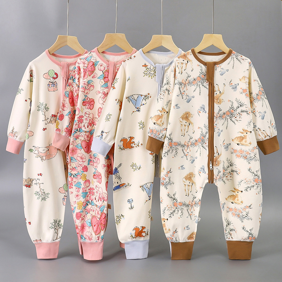 Infant Sleeping Bag Pure Cotton Type a All Year Round Baby Anti-Kick Quilt Kidsren's Split-Leg Sleeping Bag Boys and Girls Jumpsuit Spring & Fall