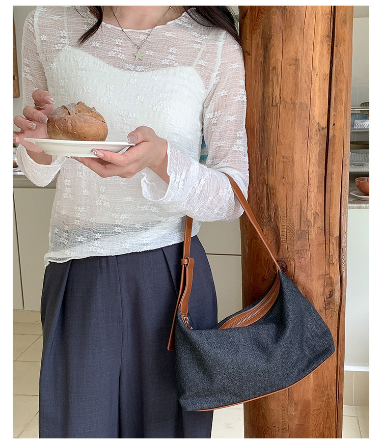 Borsa in denim versione coreana, in PU, casual, estiva, nuova, monospalla, borsa da ascella, borsa di alta gamma di nicchia da donna_voghion.com