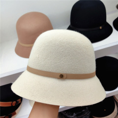 Autumn and winter Australian woolen felt hat women's Japanese belt hat versatile solid color fisherman hat manufacturer wholesale