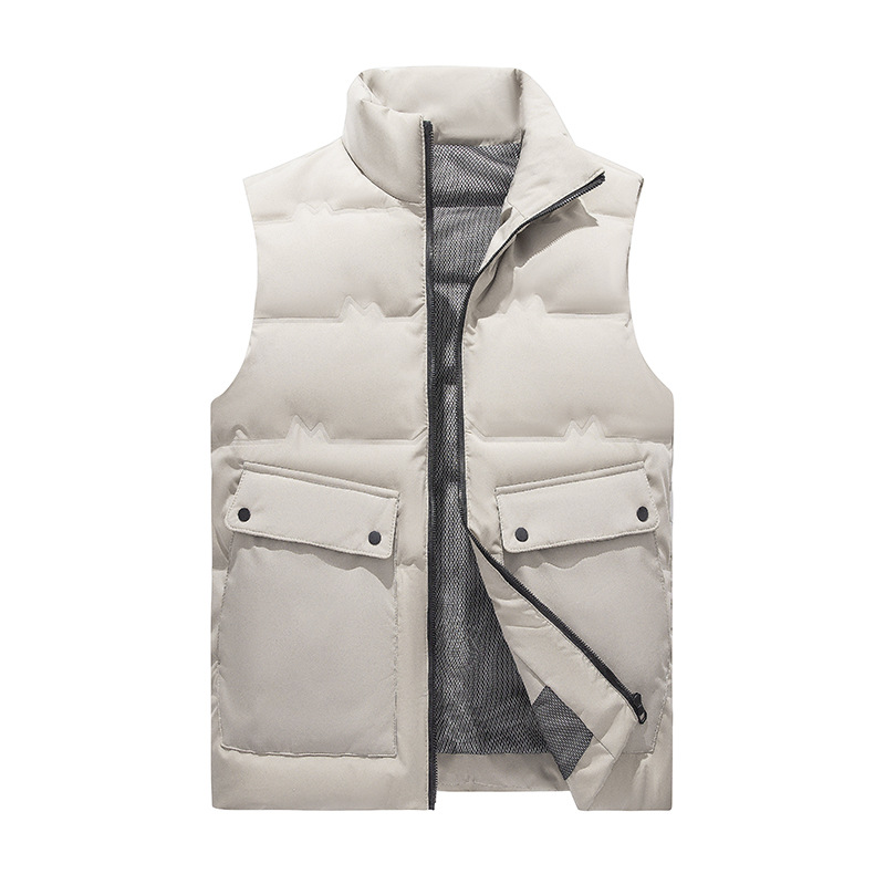 Cross-border chaleco de plumón de hombre con chaleco de invierno 80 chaleco de plumón sin mangas de color blanco