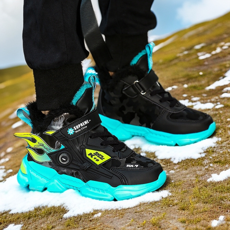 Zapatos infantiles de invierno de algodón 11 años de deportes de algodón grueso para estudiantes calentados zapatos para niños