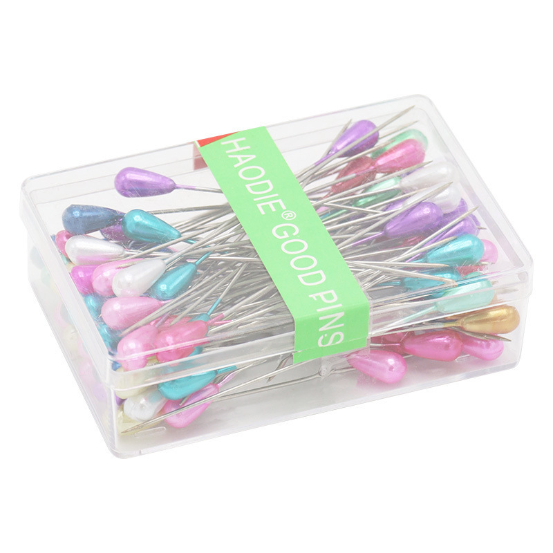 Aguja en forma de pera, aguja fija, juego de aguja de cuentas en forma de pera, aguja perlada de posicionamiento de cabeza grande cosida a mano en color