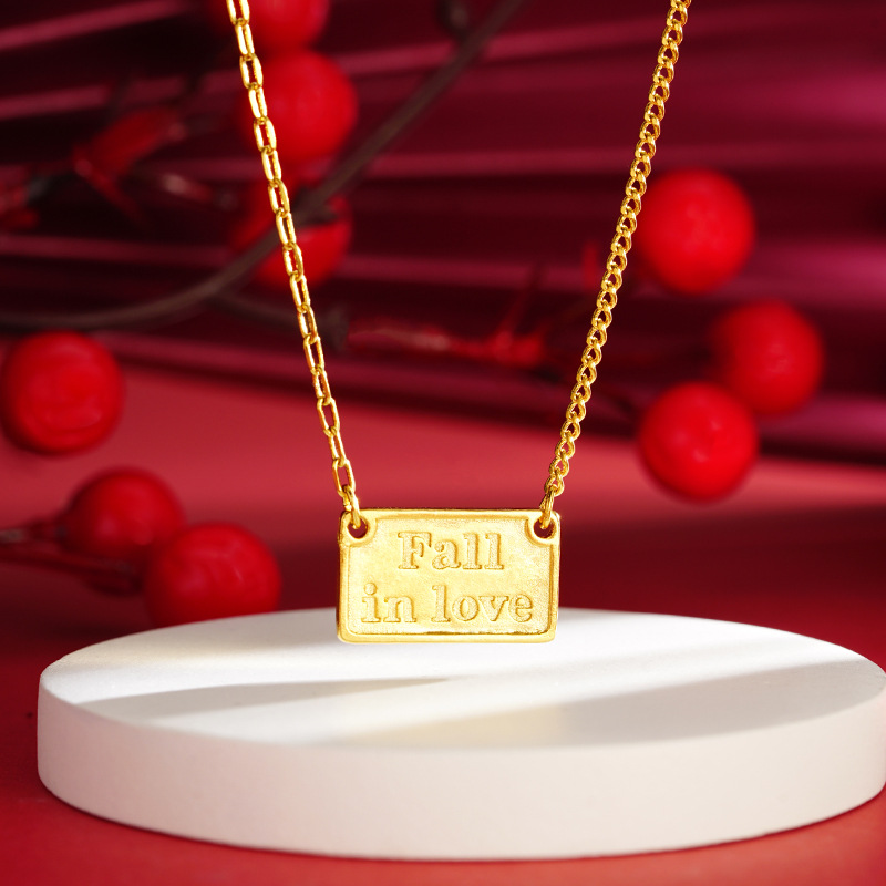 Vietnam arena oro collar de las mujeres no se desvanece durante mucho tiempo simple luz caída de lujo en el amor collar cuadrado imitación cadena de oro