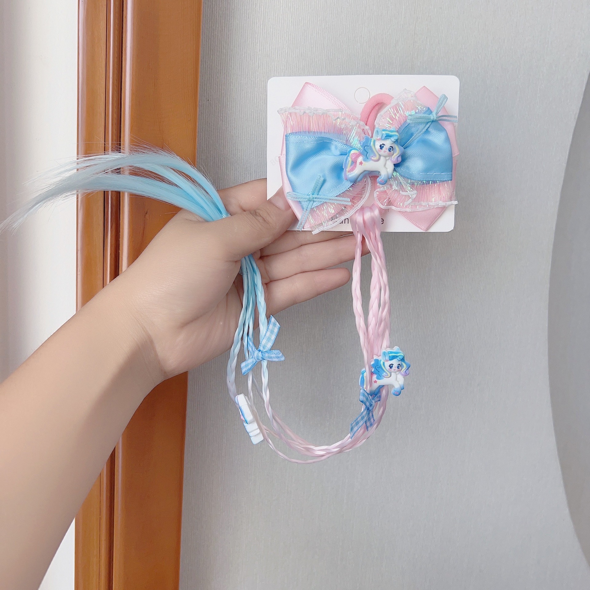 Niños pinas de cabello cola de caballo lengüeta bordilla unicornio adorable pinas de cabello niñas princesa arco toque de cabeza bebé