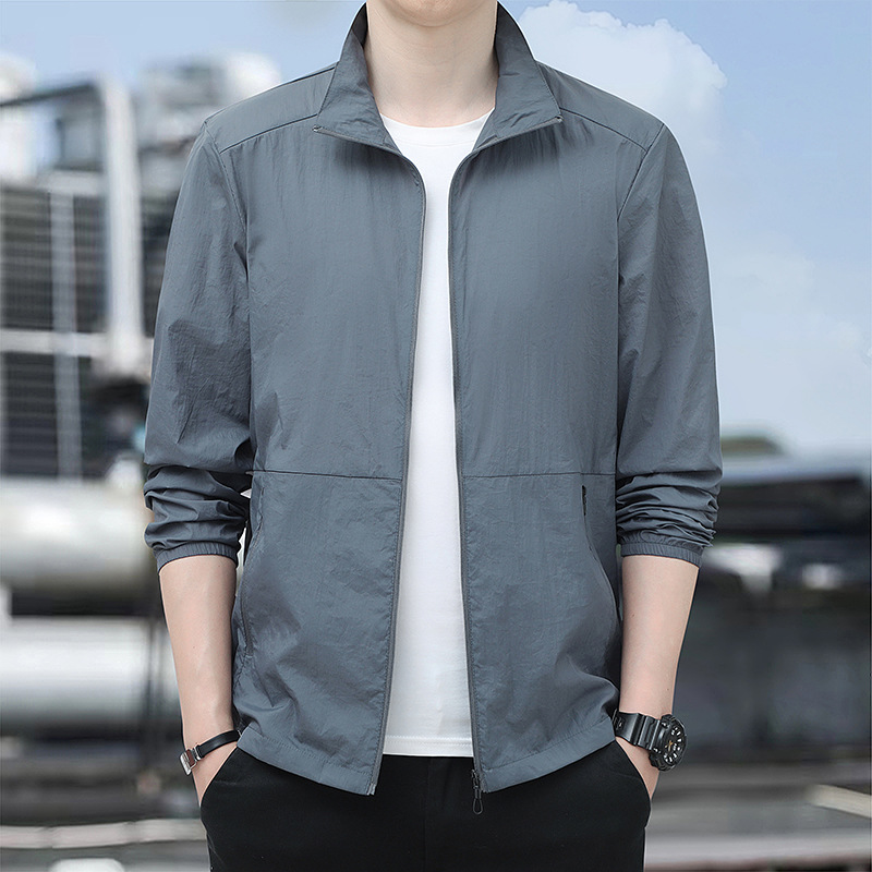 Summer Sun Protection Clothing for Men, Outdoor Fishing Clothing, Ice Silk Breathable Jacket, Trendyy, Lightweight, Anti-Uv 2518