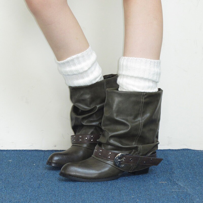 Niche Design Pleated Western Cowboy Short Boots 2025 Autumn Women's Slouch Boots with Chunky Heels and Pointed Toe Riding Boots Niche Design Pleated Western Cowboy Short Boots 2025 Autumn Women's Slouch Boots with Chunky Heels and Pointed Toe Riding Boots
