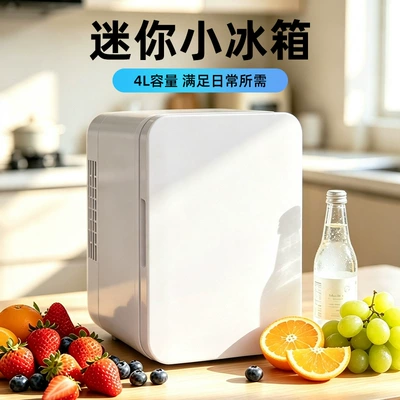 4L car refrigerator, small dormitory single-person rental home mini fridge, refrigeration and freezing, dual-use for home and car, wholesale (Soyuducular) - white-plastic-door