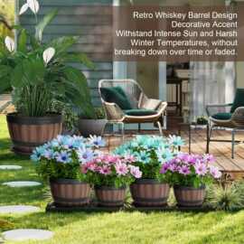 Imitation wine barrel, wooden barrel, plastic flowerpot