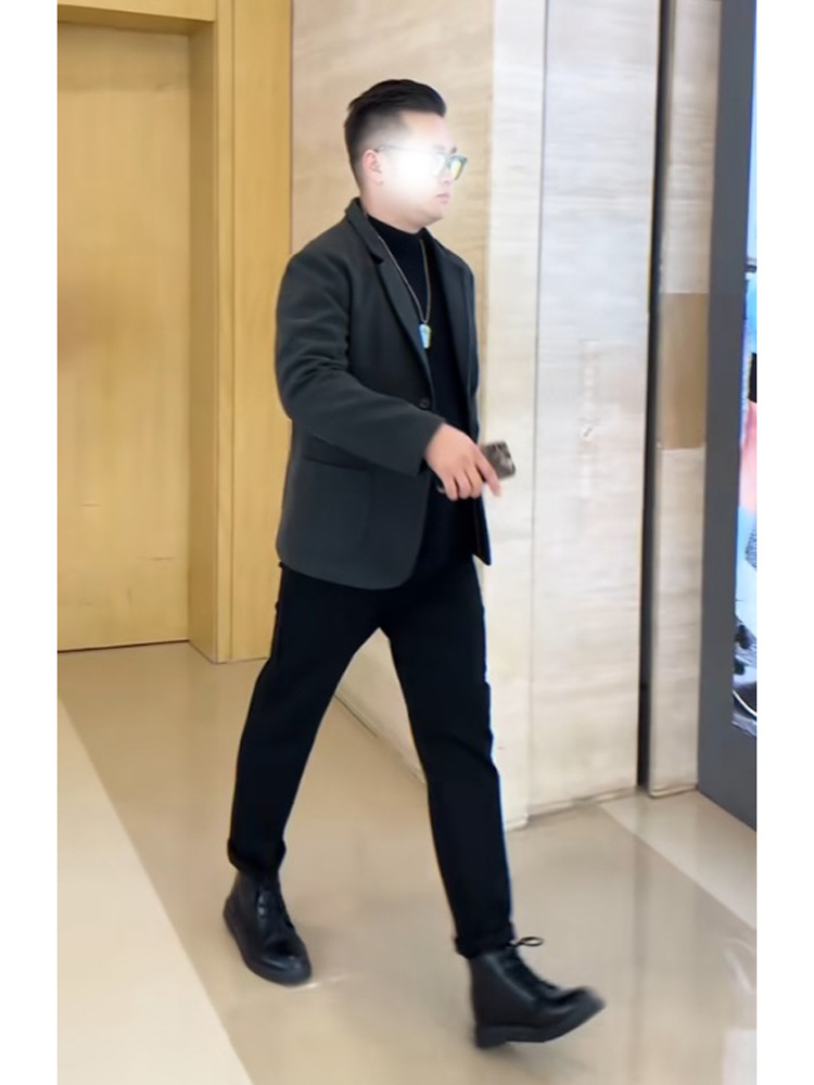 吃奥潮男装胖子休闲毛呢西服外套男士微胖显瘦大码轻熟风西装套装