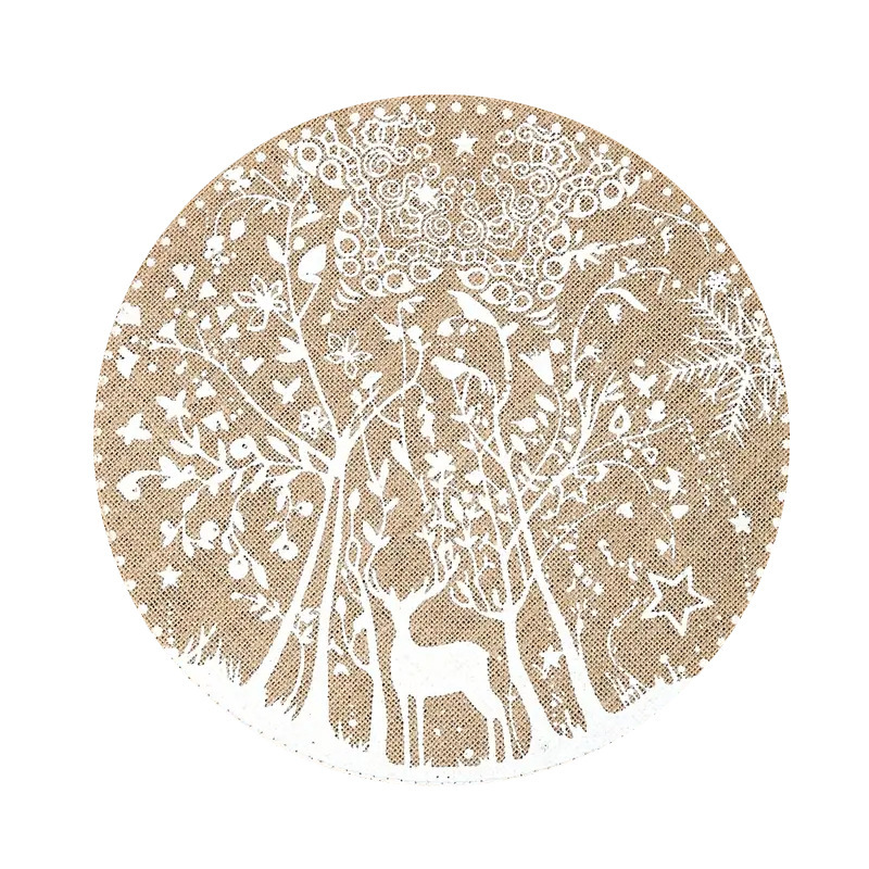 Transfronterizos Amazon temu Navidad lino redondo almohadilla de mesa de corte borde artesanía cocina almohadilla de mesa de comedor