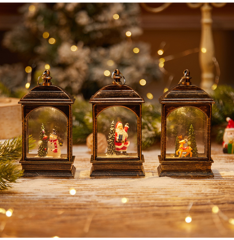 Plastic Material Christmas Festival Christmas House, Christmas Tree, Santa Claus Pattern Cartoon Style, Pastoral Style Christmas Cartoon Style Pastoral Christmas House Christmas Tree Santa Claus Plastic Daily Festival Ornaments