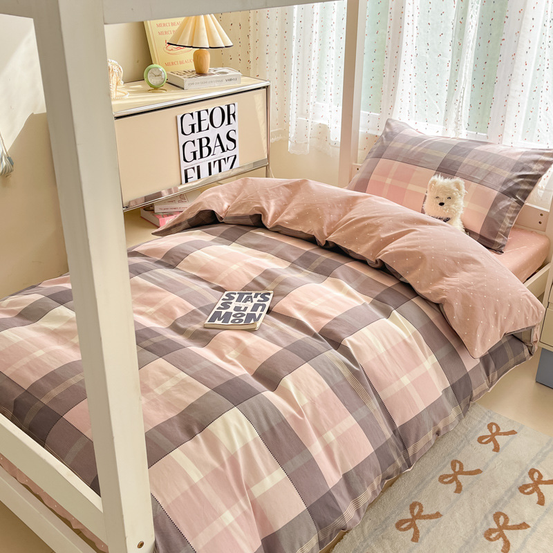 Verano dormitorio de estudiantes cama de algodón de tres piezas de algodón 2025 sábana nueva colcha sábana pequeña ropa de cama fresca
