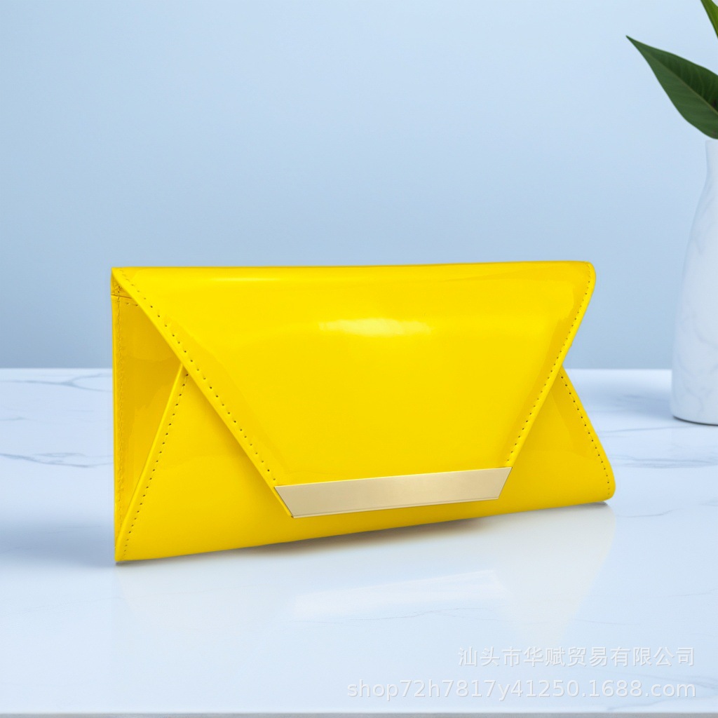 Cross-border EU/US PU Patent Leather Clutch Bag for Women, Evening Bag with Chain Strap for Weddings and Bridal Events - Thumbnail 6