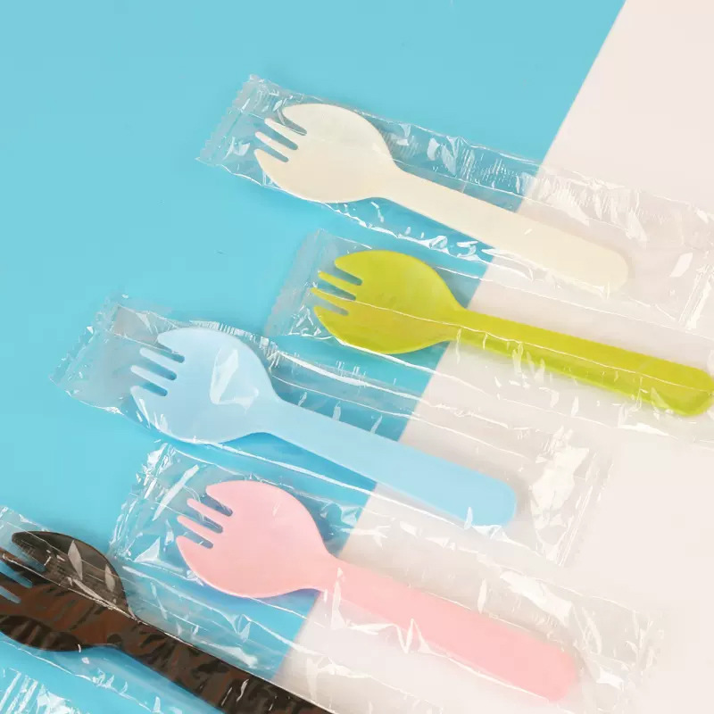 メーカー直販使い捨てケーキフォークデザートスプーン果物フォークアイスクリームプラスチックナイフフォークスプーン独立包装|undefined