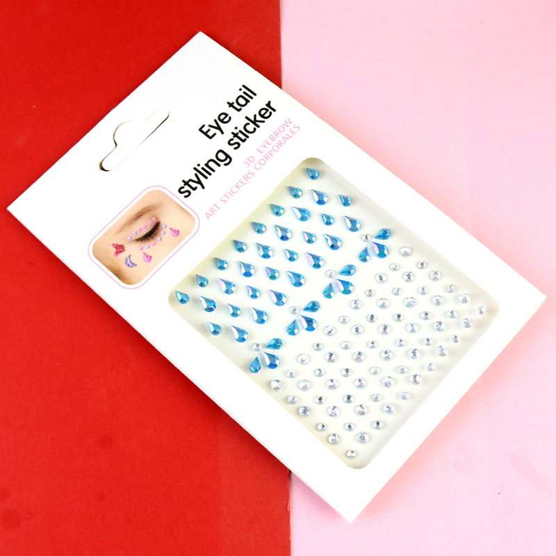 Transfronterizo AB diamantes coloridos joyas de maquillaje de ojos maquillaje facial pegatinas de diamante para niños espectáculo de escenario pegatinas faciales pegatinas de cristal perlas
