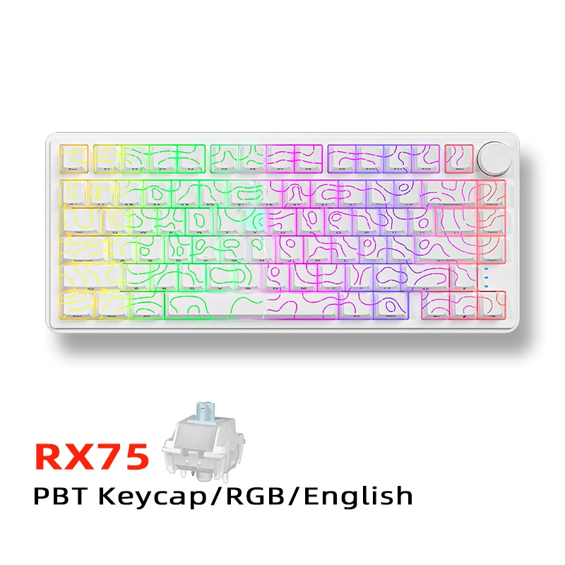 Mechanical Keyboard RX75, wireless three-mode, PBT keycaps & RGB (80-key compact)