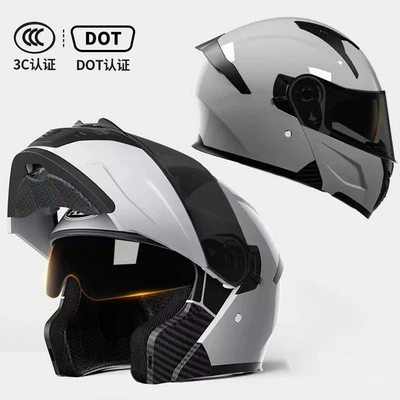 Motosiklet kaskı (dəbilqə) — Vehicle Off-Road Riding Safety Helmets - gray-dot3c-certified-black-tea-mirror-high-definition-mirror-m54-56-head-circumference