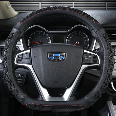 in All Seasons, Multi-Colored, Anti-Slip and – Steering wheel cover - leather-studs-d-shape-classic-black-38