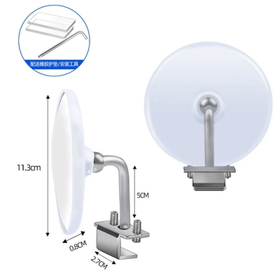 reversing, specifically designed for coach cars, Large field of view rear view auxiliary mirror - stainless-steel-base-lens-11cm-white-2-pieces