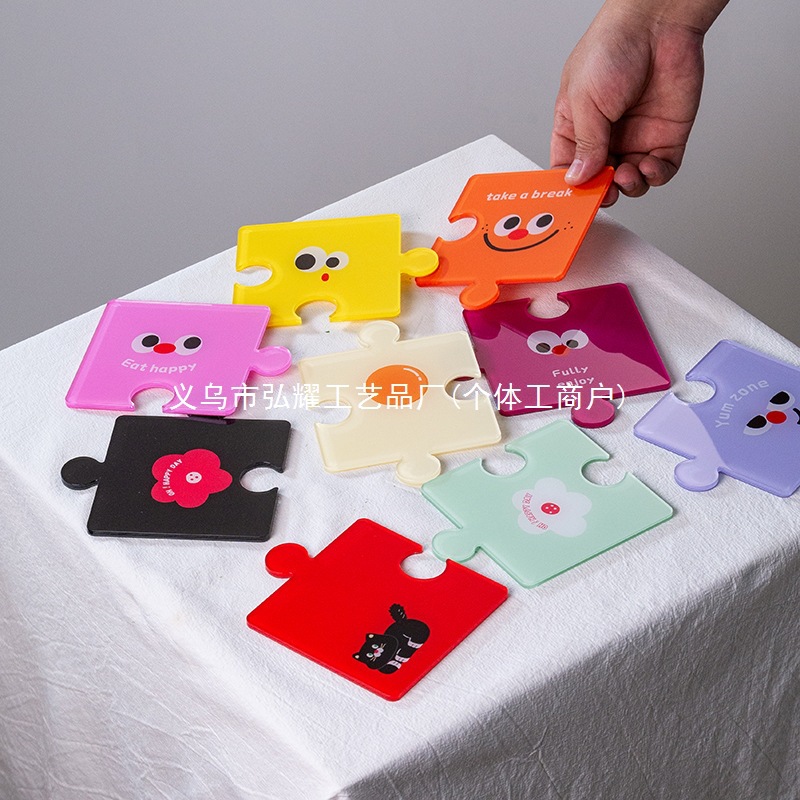 Colgar acrílico puzzle almohadillas DIY decoración de pared cafetería postre decoración taza almohadillas de dopamina color comida