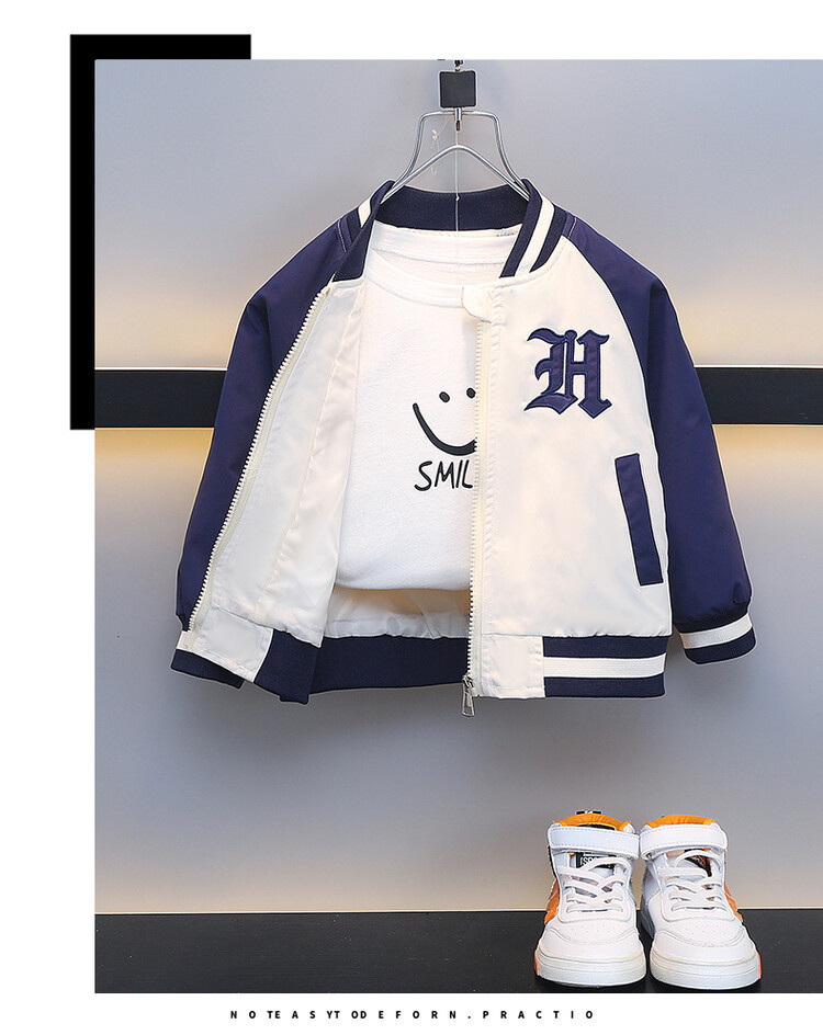 Boys' letter embroidered baseball jacket 2024 Spri and Autumn collection new handsome jacket, trendy children's_voghion.com
