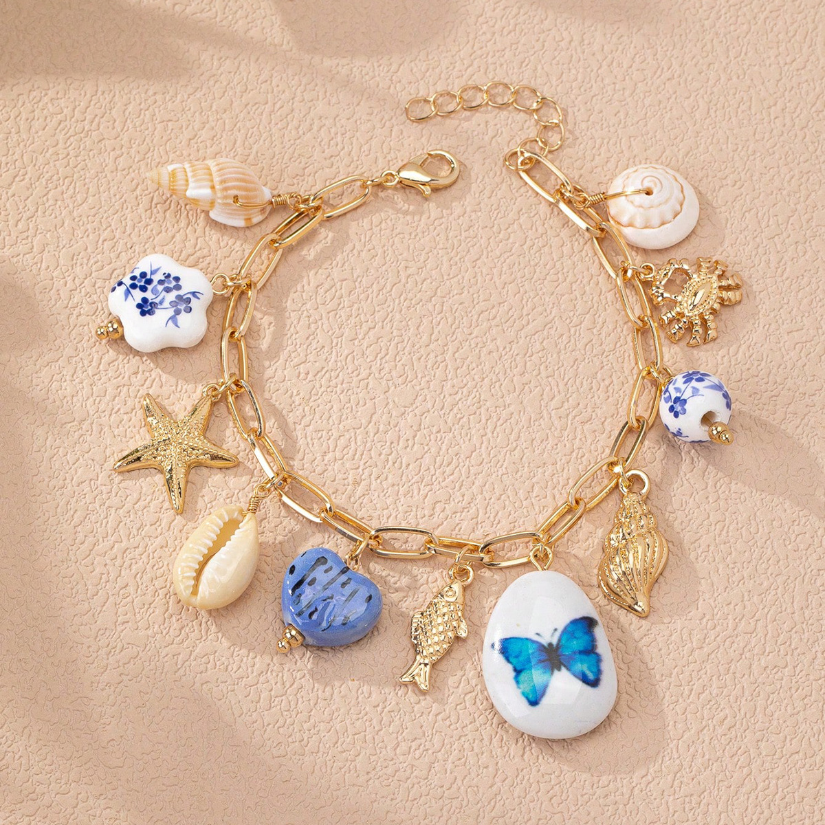 23g Weight Lobster Trigger Clasp Closure Clasp Closure Type Metal Pendant Material Multi Charms Bracelet Classification Metal Chain Material IG Style Classic Style Heart Shape Butterfly Fish Metal Cable Chain Lobster Trigger Clasp Closure Chain & Link Bracelets Wholesale