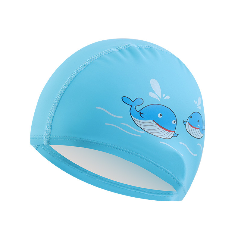 Gorro de natación para niños Revestimiento de PU de dibujos animados lindo niños y niñas impermeable protección para los oídos impresión logo gorra de natación ventas directas de la fábrica