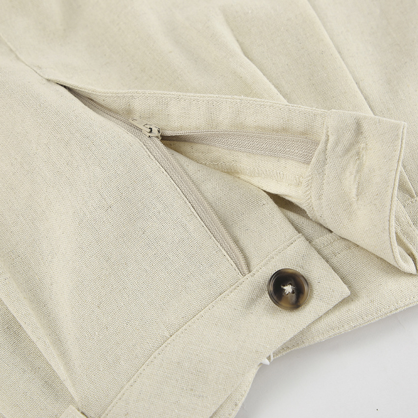 Ropa de mujer Traje casual de moda de verano de algodón y lino de color puro chaleco suelto sexy sin mangas pantalones versátiles traje simple de dos piezas_voghion.com