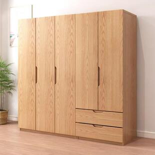 All Solid Wood Oak Wardrobe Bedroom Home Nordic Style Log Style Flat Door Children's Storage