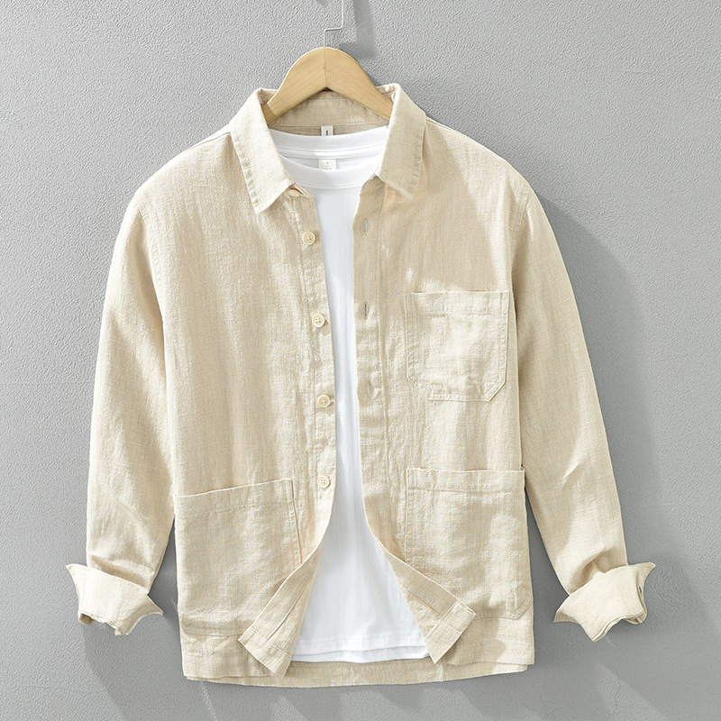 7205日系レトロでシンプルな長袖シャツ男性ファッション|undefined