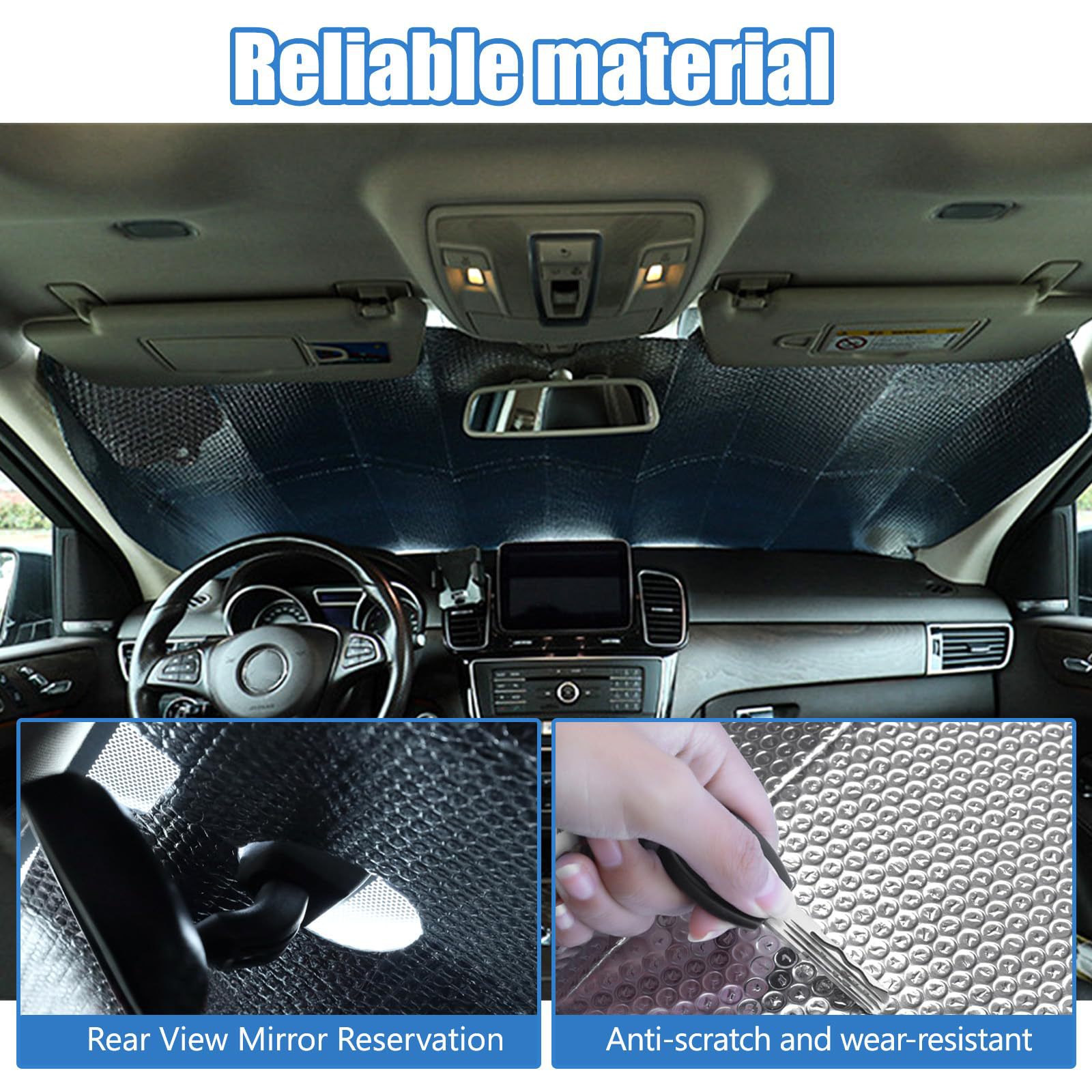 Convenient Folding Storage Sun Protection Aluminum Foil Universal Heat Insulation Car Sun Protection Front Sunshade Summer Car Sun Visor