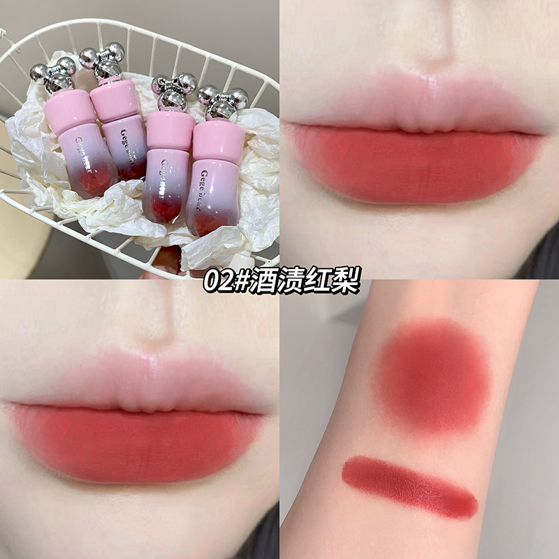 Gege Bear Velvet Mist Cream Lip Balm, brillo mate, color intenso, esmalte labial, lápiz labial blanco. image 8