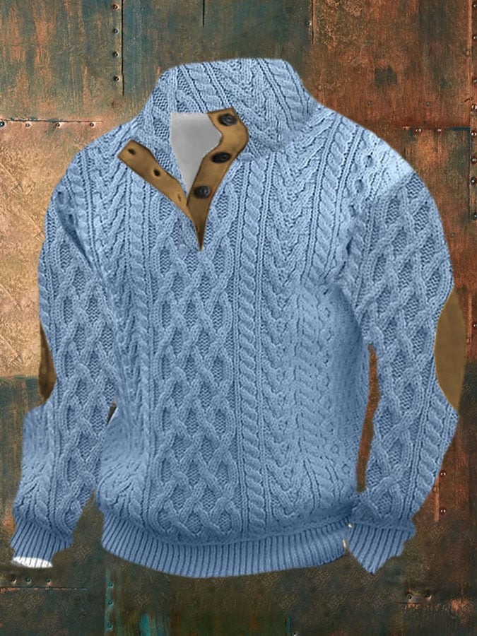 Men's Four-button Long-sleeved Sweater Image 9