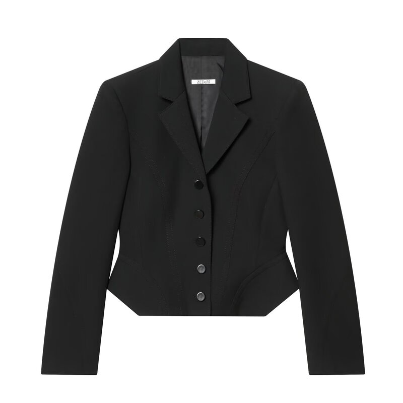 Cross-Border Women's Fashion 2026 European and American Style Slim-Fit Single-Breasted Waist-Cinching Short Blazer for Women H1795