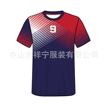 外贸全身印涤纶速干球服定制logo名字短袖t恤透气运动圆领球衣