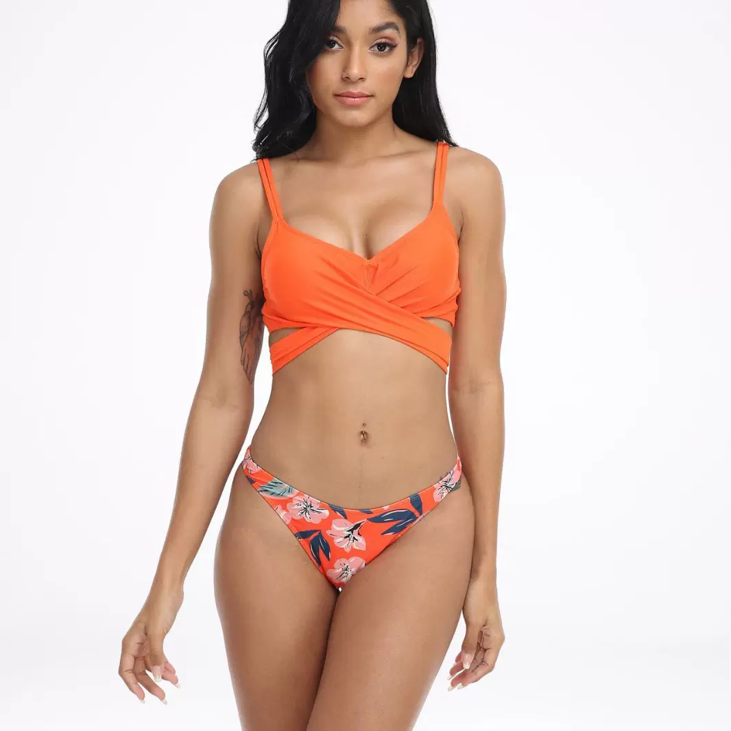 2023新款速卖通欧美性感泳衣三件套女士分体bikini跨境比基尼泳装