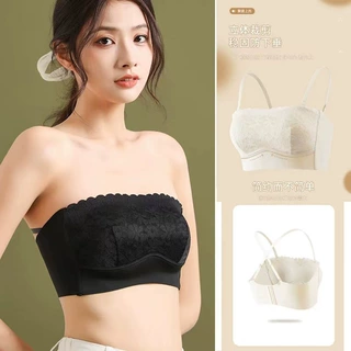 新款蕾丝裹胸美背防滑抹胸大胸显小可拆卸无肩带无痕乳胶文胸女