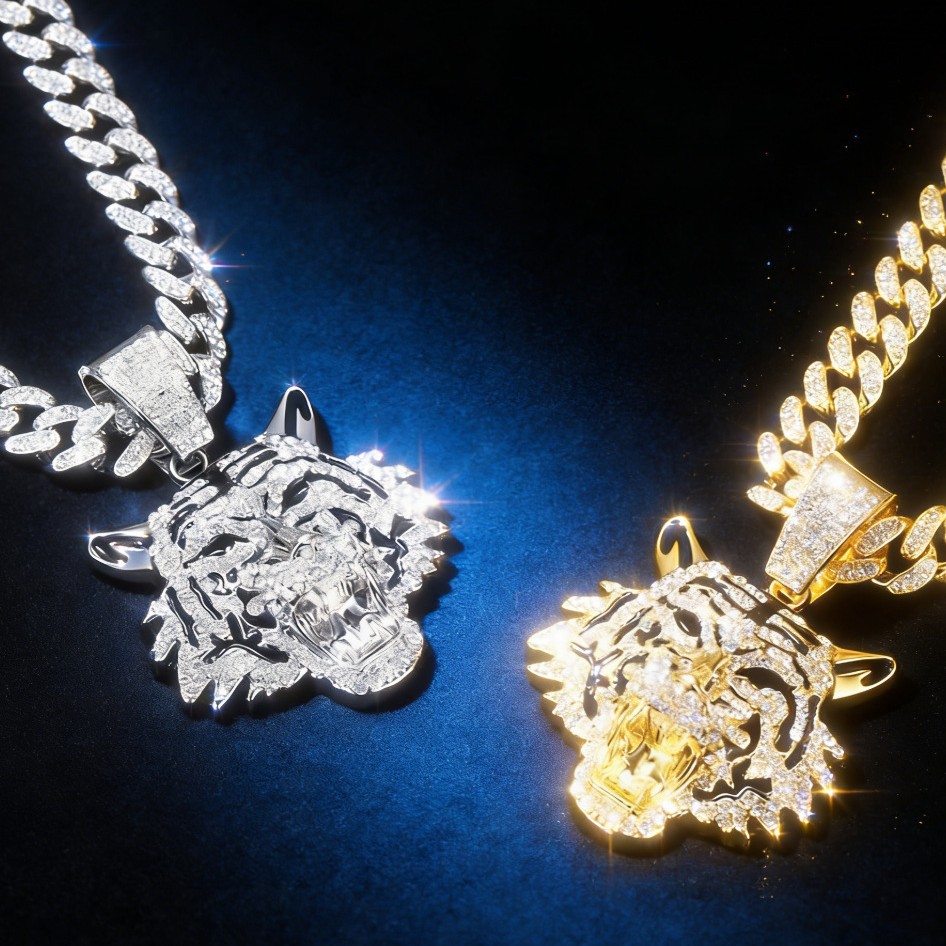 Collar Cubano con Colgante de Tigre 3D en Aleación Estilo Europeo y Americano, Joyería Moderna y Exclusiva para Hombre, Tendencia Hip-Hop