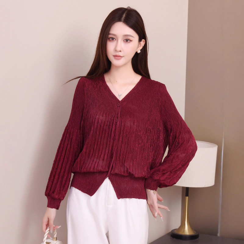 Water-Soluble Lace French Shirt Fashion Hollow Versatile Elegant Casual Cardigan Top Comfortable Versatile Autumn Women's Clothing