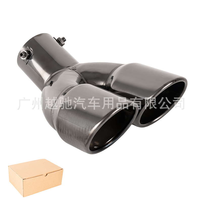 Venta directa de fábrica, decoración para automóviles, tubos de escape dobles de acero inoxidable, una salida, dos tubos dobles gruesos, tubo de escape de 63 mm