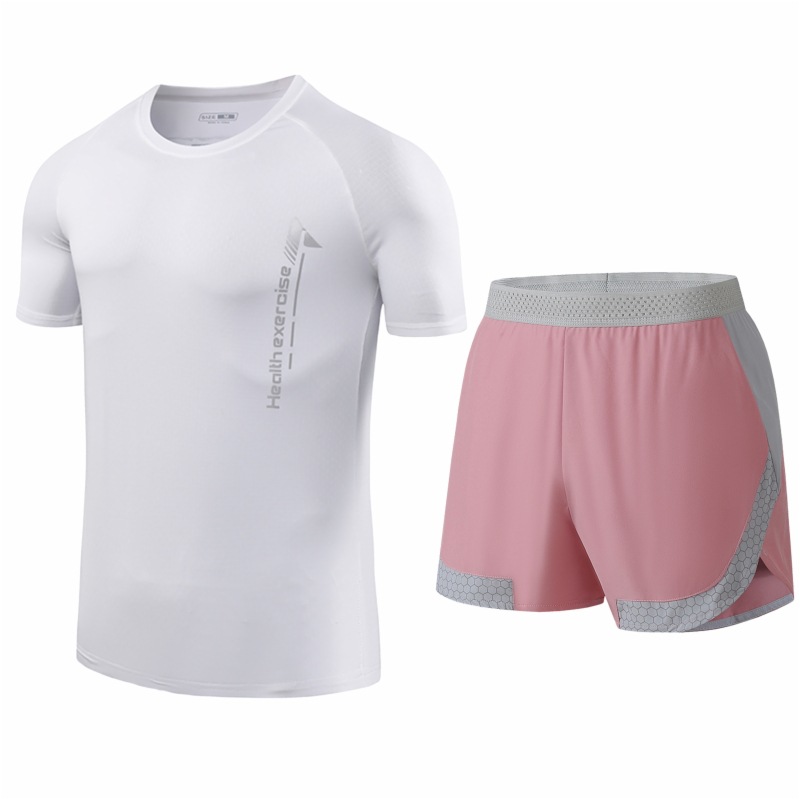 Traje deportivo de seda de hielo para hombres secado rápido transpirable verano delgado para correr manga corta para hombres suelta moda de tamaño grande