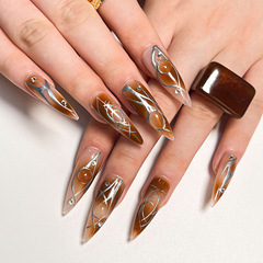 Autumn and Winter Whitening Y2K Wearable Nail Art Strips, Maillard Brown Gradient Nail Art Strips, Xiaohongshu Style Fake Nails Wholesale