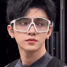 白色骑行眼镜男透明户外自行车防风沙霸气侧漏摩托镜徒步防紫外线