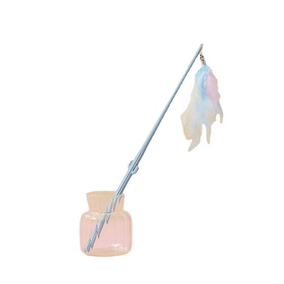 New Color Feather Cat Toy Cactus Handle Durable Long Rod Cat Toy Fairy Cat Toy
