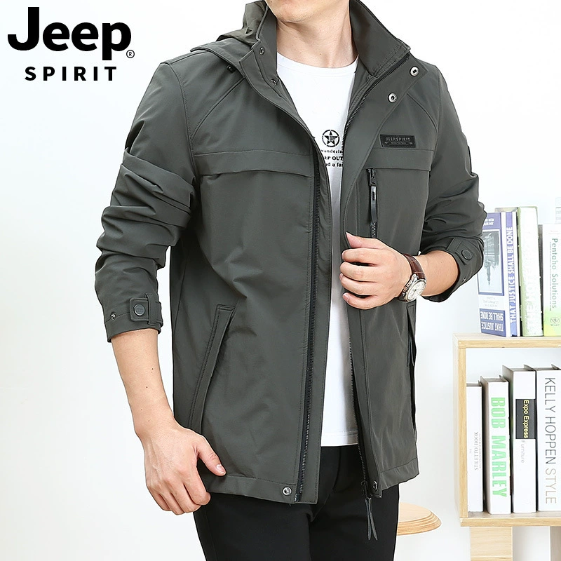 JEEP SPIRIT Elastic windproof breathable jacket for leisure, plus size